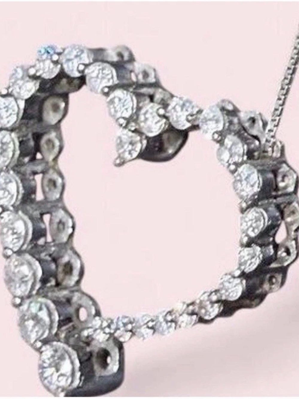 Diamonds International 14K White Gold .75 CTW Diamond Heart Necklace - Picture 4 of 7